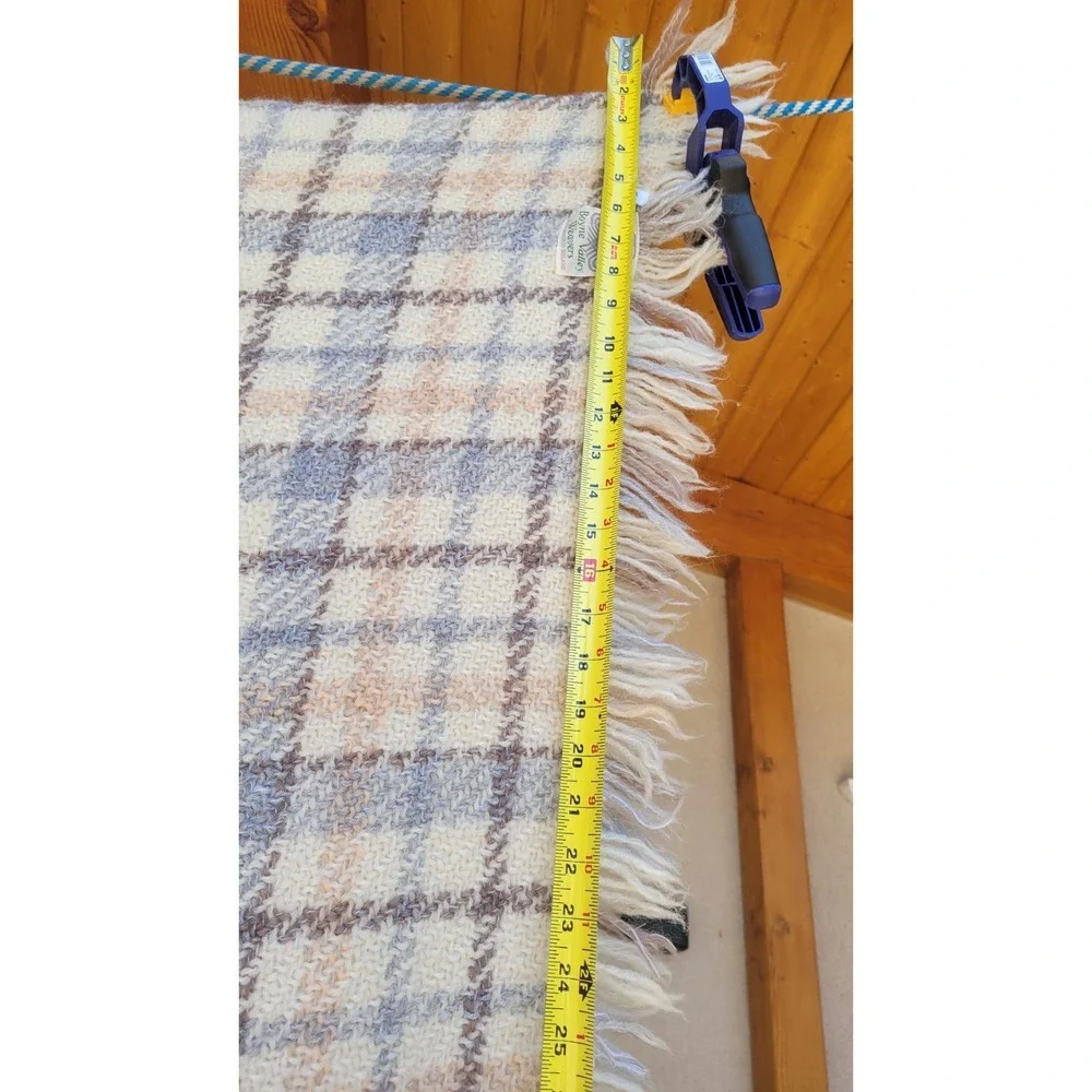 Boyne Valley Weavers Ireland Wool Throw Blanket Plaid Fringe 43x70 Handmade...